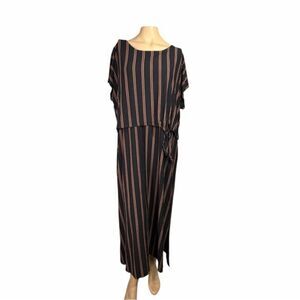 Chico’s Striped Maxi Dress Size 3 Black & Copper